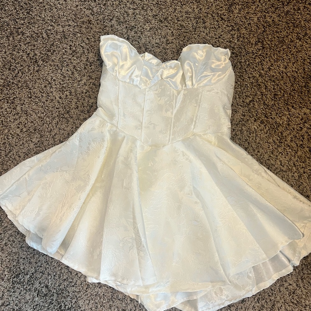 Strapless Ruffle Corset Top Mini Dress with Built In Shorts